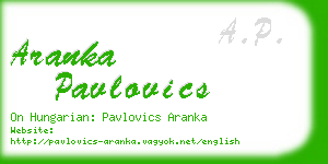 aranka pavlovics business card